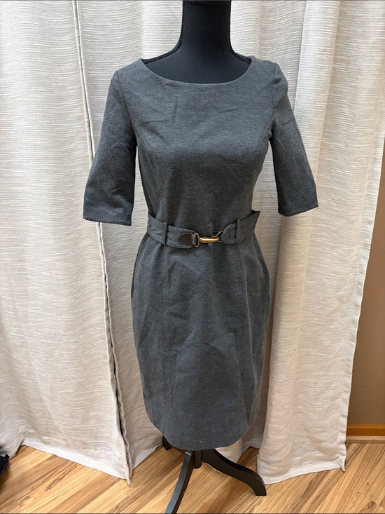 Banana Republic Dresses & Skirts - Banana Republic Tailored Dark Gray Belted Midi Dress